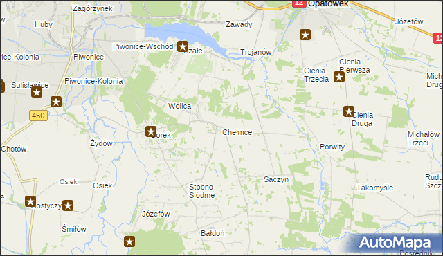 mapa Chełmce gmina Opatówek, Chełmce gmina Opatówek na mapie Targeo