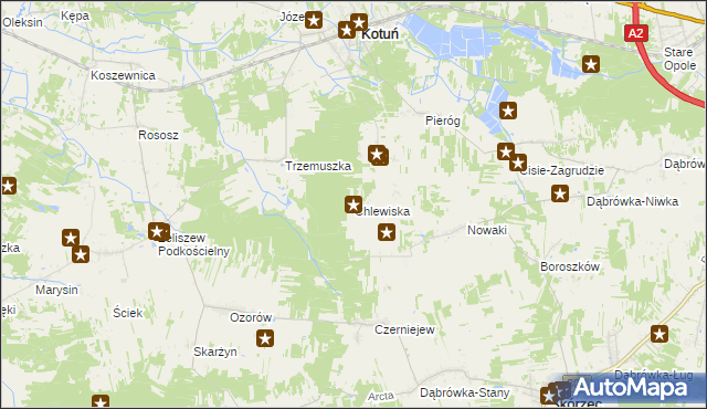 mapa Chlewiska gmina Kotuń, Chlewiska gmina Kotuń na mapie Targeo