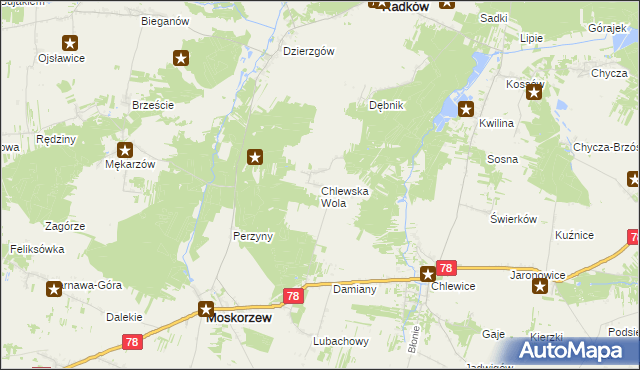 mapa Chlewska Wola, Chlewska Wola na mapie Targeo