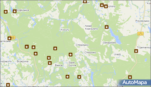 mapa Chłopówko gmina Barwice, Chłopówko gmina Barwice na mapie Targeo