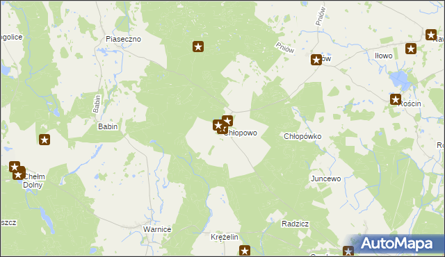 mapa Chłopowo gmina Myślibórz, Chłopowo gmina Myślibórz na mapie Targeo