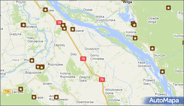 mapa Chmielew gmina Magnuszew, Chmielew gmina Magnuszew na mapie Targeo