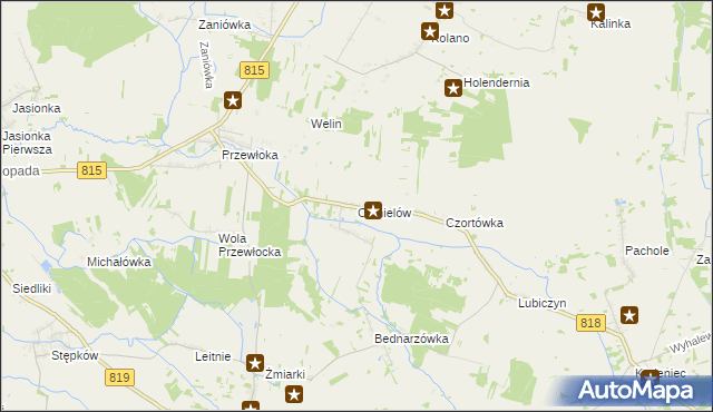 mapa Chmielów gmina Dębowa Kłoda, Chmielów gmina Dębowa Kłoda na mapie Targeo