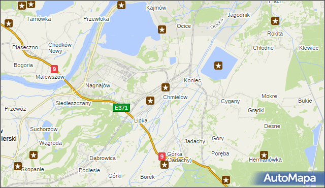 mapa Chmielów gmina Nowa Dęba, Chmielów gmina Nowa Dęba na mapie Targeo