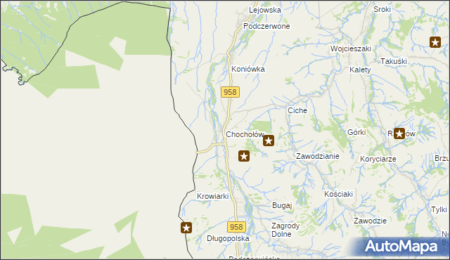 mapa Chochołów gmina Czarny Dunajec, Chochołów gmina Czarny Dunajec na mapie Targeo