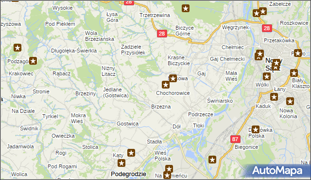 mapa Chochorowice, Chochorowice na mapie Targeo