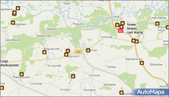 mapa Chocicza gmina Nowe Miasto nad Wartą, Chocicza gmina Nowe Miasto nad Wartą na mapie Targeo