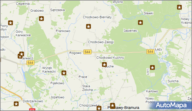 mapa Chodkowo-Kuchny, Chodkowo-Kuchny na mapie Targeo