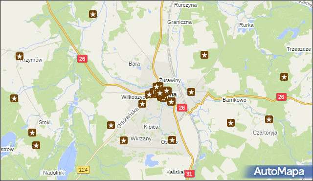 mapa Chojna powiat gryfiński, Chojna powiat gryfiński na mapie Targeo