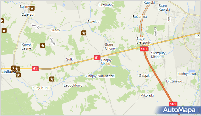 mapa Chojny Młode, Chojny Młode na mapie Targeo