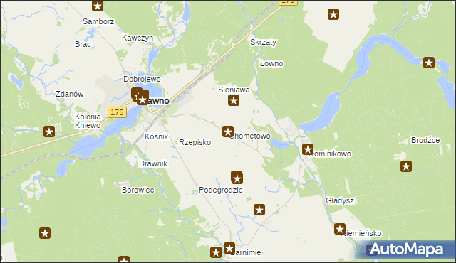 mapa Chomętowo gmina Drawno, Chomętowo gmina Drawno na mapie Targeo