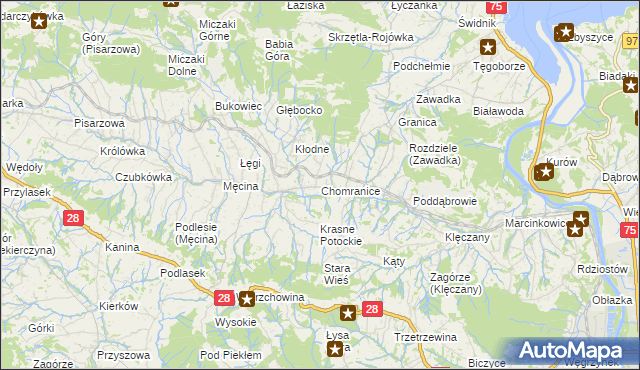 mapa Chomranice, Chomranice na mapie Targeo