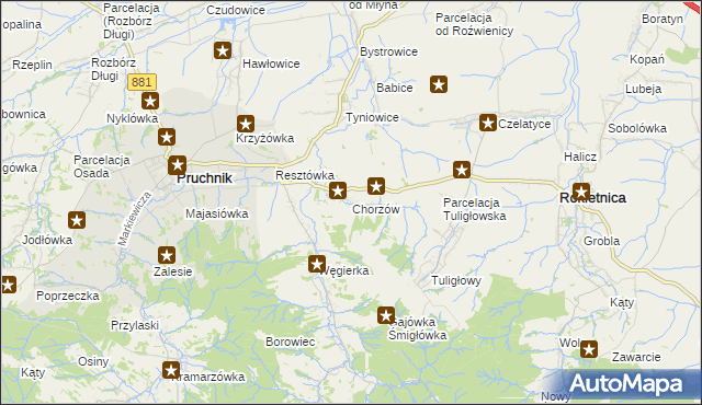 mapa Chorzów gmina Roźwienica, Chorzów gmina Roźwienica na mapie Targeo