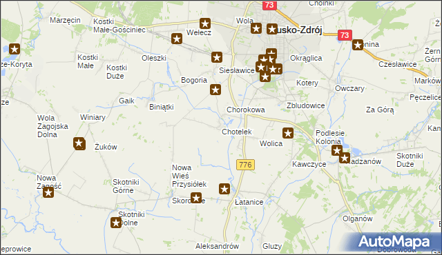 mapa Chotelek, Chotelek na mapie Targeo