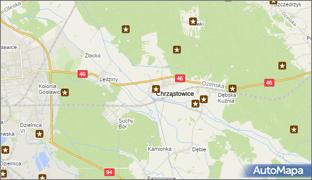 mapa Chrząstowice powiat opolski, Chrząstowice powiat opolski na mapie Targeo