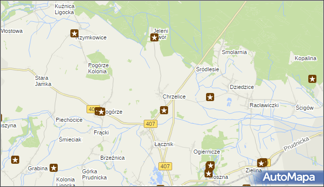 mapa Chrzelice, Chrzelice na mapie Targeo