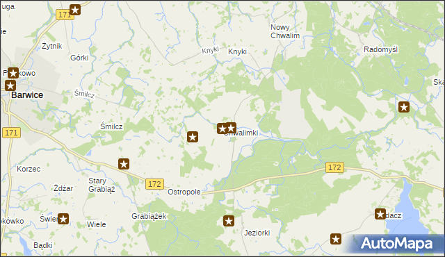 mapa Chwalimki, Chwalimki na mapie Targeo