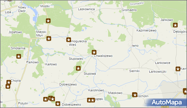 mapa Chwaliszewo gmina Kcynia, Chwaliszewo gmina Kcynia na mapie Targeo