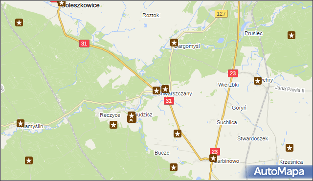 mapa Chwarszczany, Chwarszczany na mapie Targeo