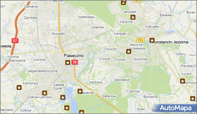 mapa Chylice gmina Piaseczno, Chylice gmina Piaseczno na mapie Targeo