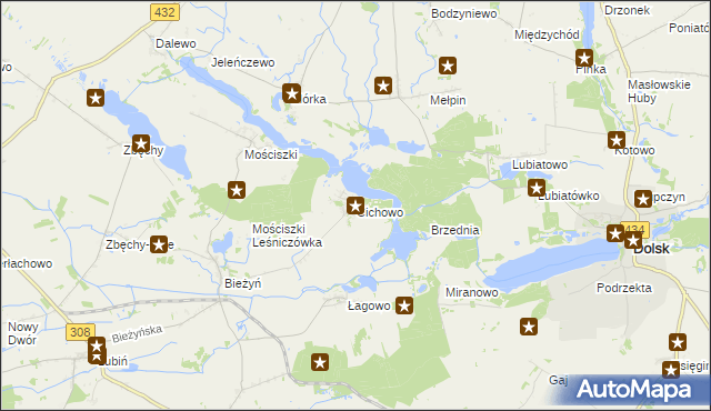 mapa Cichowo gmina Krzywiń, Cichowo gmina Krzywiń na mapie Targeo