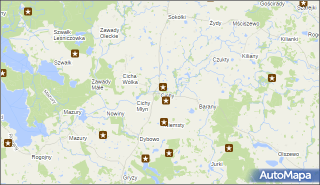 mapa Cichy gmina Świętajno, Cichy gmina Świętajno na mapie Targeo