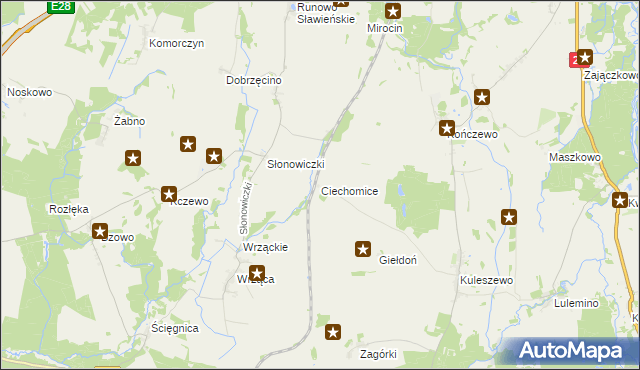 mapa Ciechomice gmina Kobylnica, Ciechomice gmina Kobylnica na mapie Targeo