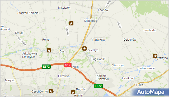 mapa Ciecierzyn gmina Niemce, Ciecierzyn gmina Niemce na mapie Targeo
