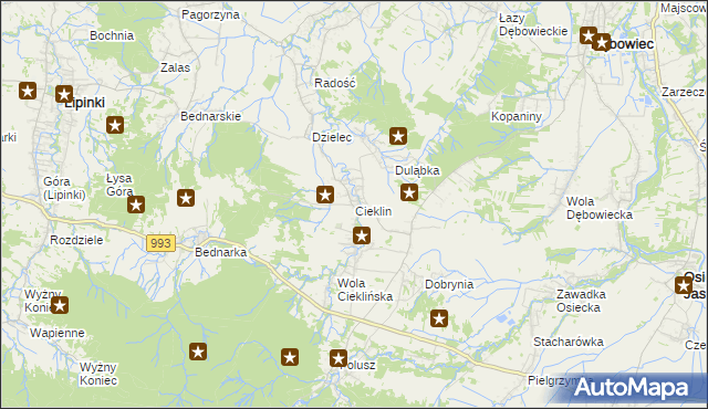 mapa Cieklin, Cieklin na mapie Targeo