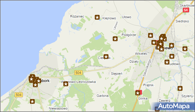 mapa Cielętnik, Cielętnik na mapie Targeo