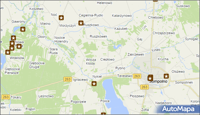 mapa Ciepłowo, Ciepłowo na mapie Targeo