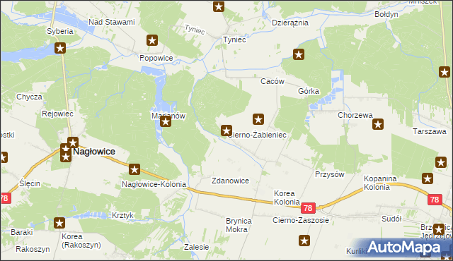 mapa Cierno-Żabieniec, Cierno-Żabieniec na mapie Targeo