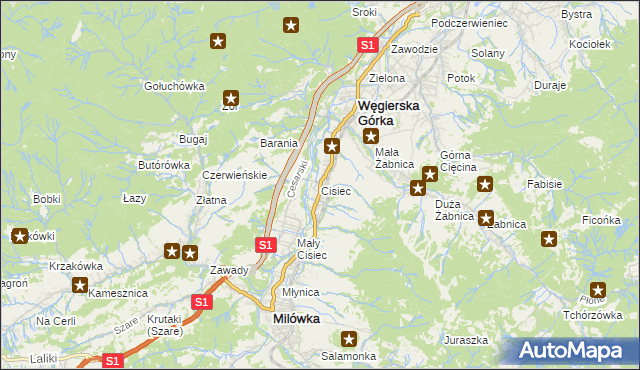 mapa Cisiec, Cisiec na mapie Targeo