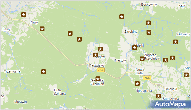 mapa Cisów gmina Daleszyce, Cisów gmina Daleszyce na mapie Targeo