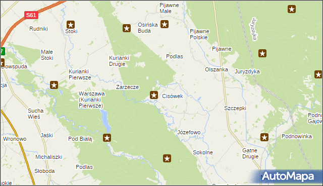 mapa Cisówek gmina Nowinka, Cisówek gmina Nowinka na mapie Targeo