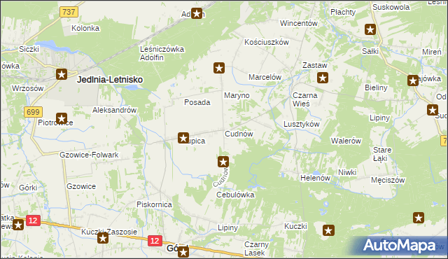 mapa Cudnów, Cudnów na mapie Targeo