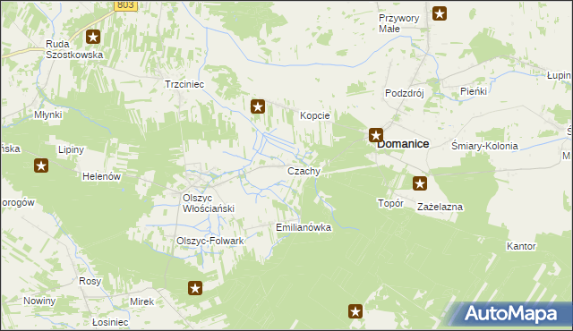 mapa Czachy gmina Domanice, Czachy gmina Domanice na mapie Targeo