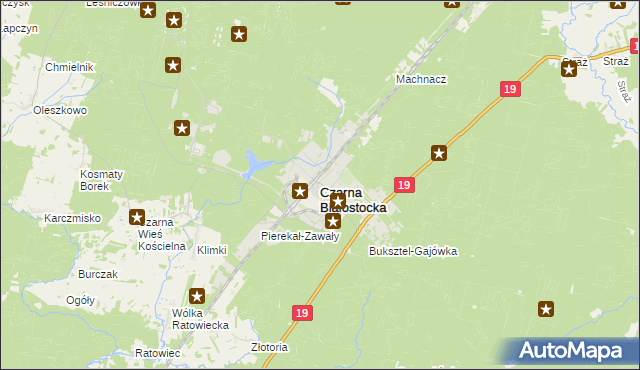 mapa Czarna Białostocka, Czarna Białostocka na mapie Targeo