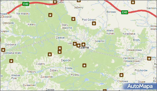 mapa Czarna powiat dębicki, Czarna powiat dębicki na mapie Targeo