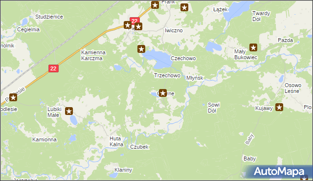 mapa Czarne gmina Kaliska, Czarne gmina Kaliska na mapie Targeo