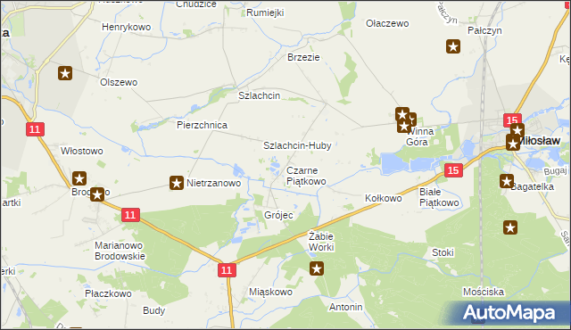 mapa Czarne Piątkowo, Czarne Piątkowo na mapie Targeo