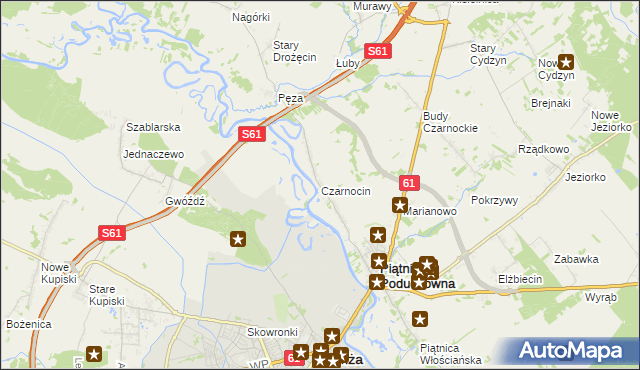 mapa Czarnocin gmina Piątnica, Czarnocin gmina Piątnica na mapie Targeo