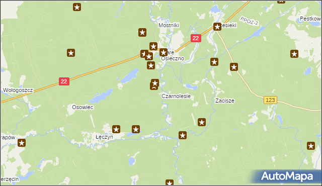 mapa Czarnolesie gmina Dobiegniew, Czarnolesie gmina Dobiegniew na mapie Targeo