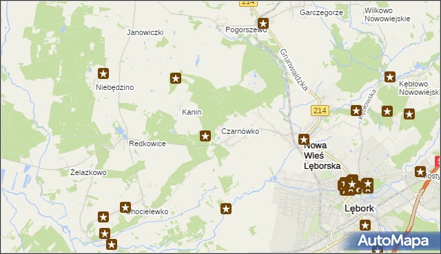 mapa Czarnówko gmina Nowa Wieś Lęborska, Czarnówko gmina Nowa Wieś Lęborska na mapie Targeo