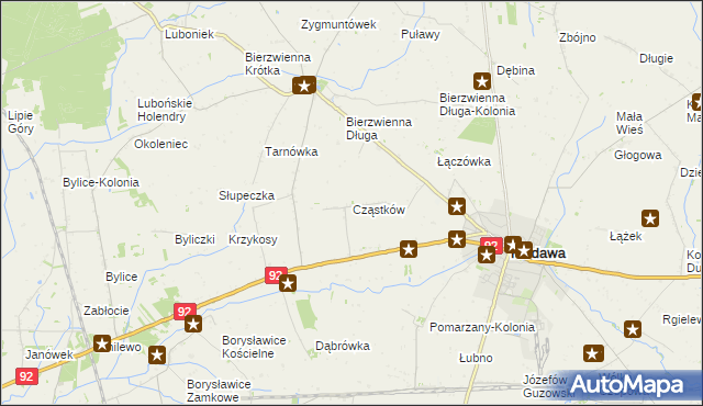 mapa Cząstków gmina Kłodawa, Cząstków gmina Kłodawa na mapie Targeo
