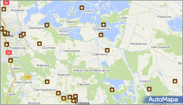 mapa Czatkowice gmina Milicz, Czatkowice gmina Milicz na mapie Targeo