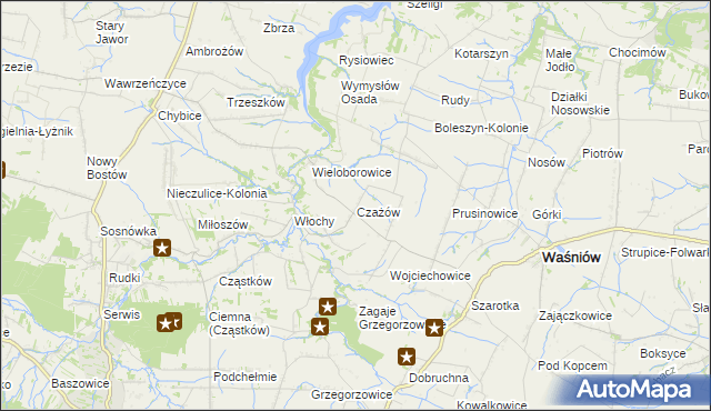 mapa Czażów, Czażów na mapie Targeo