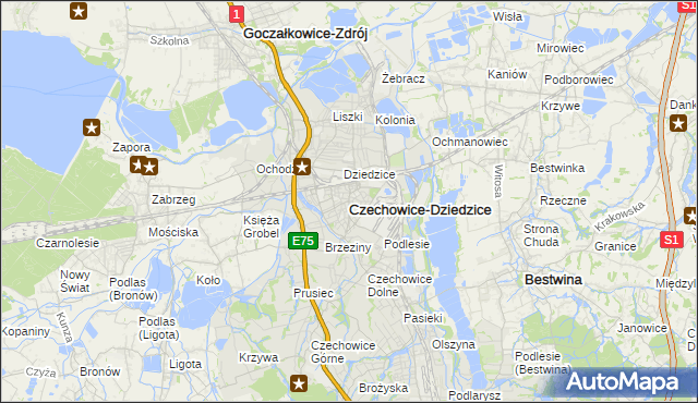 mapa Czechowic-Dziedzic, Czechowice-Dziedzice na mapie Targeo