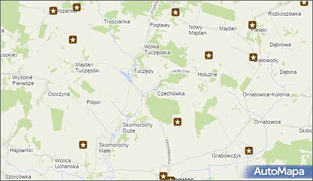 mapa Czechówka gmina Grabowiec, Czechówka gmina Grabowiec na mapie Targeo