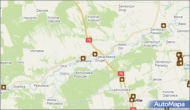 mapa Czekarzewice Drugie, Czekarzewice Drugie na mapie Targeo